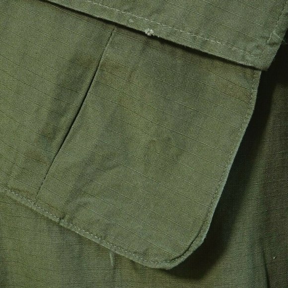 1970 Slant Pocket Vietnam Era OD Shirt Rip Stop Poplin OG 107 Class 1 Large Long - Picture 4 of 12
